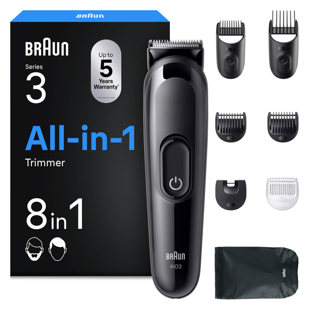 All-in-One Series 3, 8-in-1 Multigroom, Barttrimmer, Haarschneider, AIO3545, Schwarz