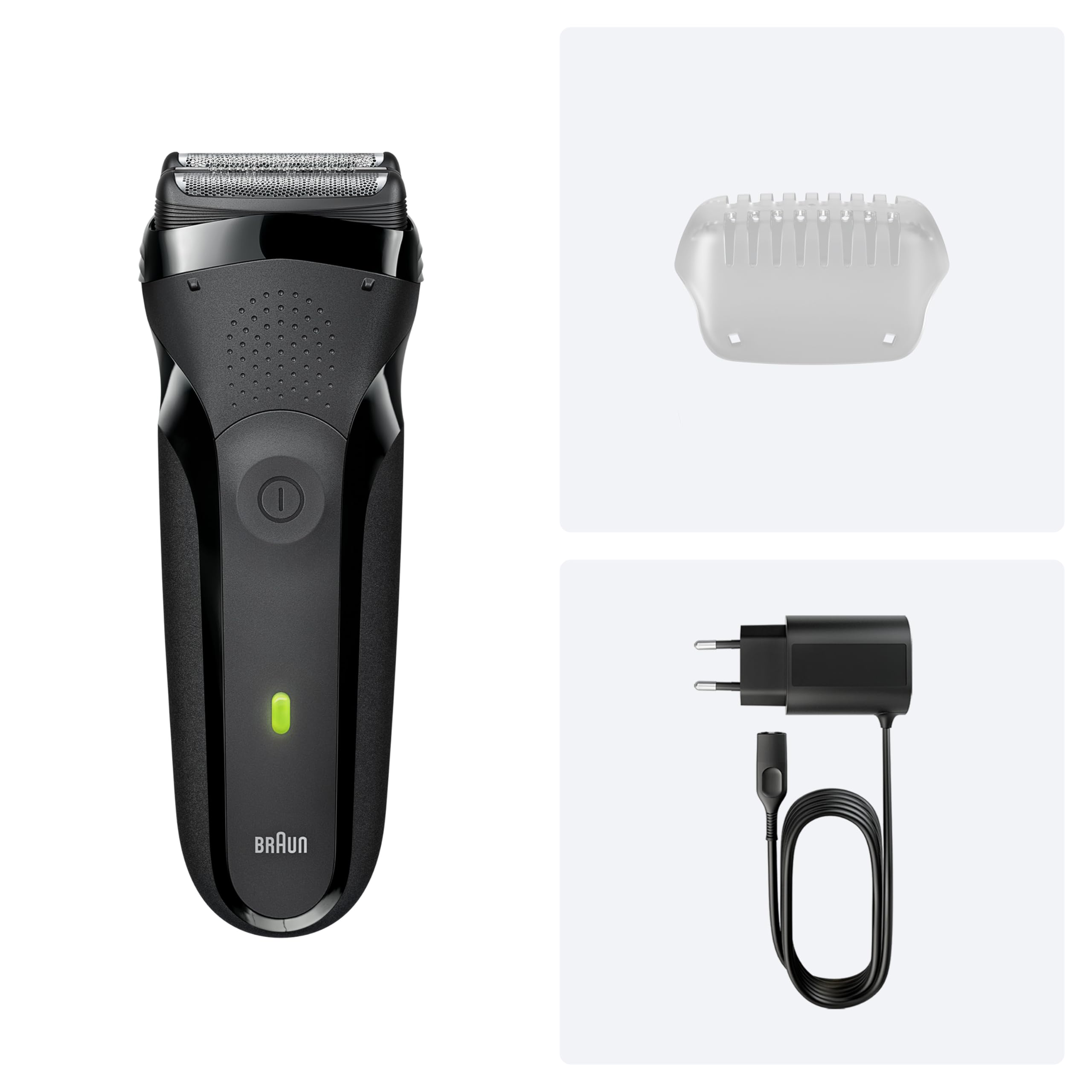 Series 3 Elektrorasierer Herren – Rasierapparat mit 3 Flexiblen Klingen – 300s, Grau
