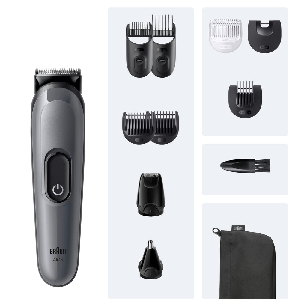 All-in-One Trimmer-Set 3, 11-in-1 Multigroom, Barttrimmer, Nasenhaartrimmer, AIO3565, Grau