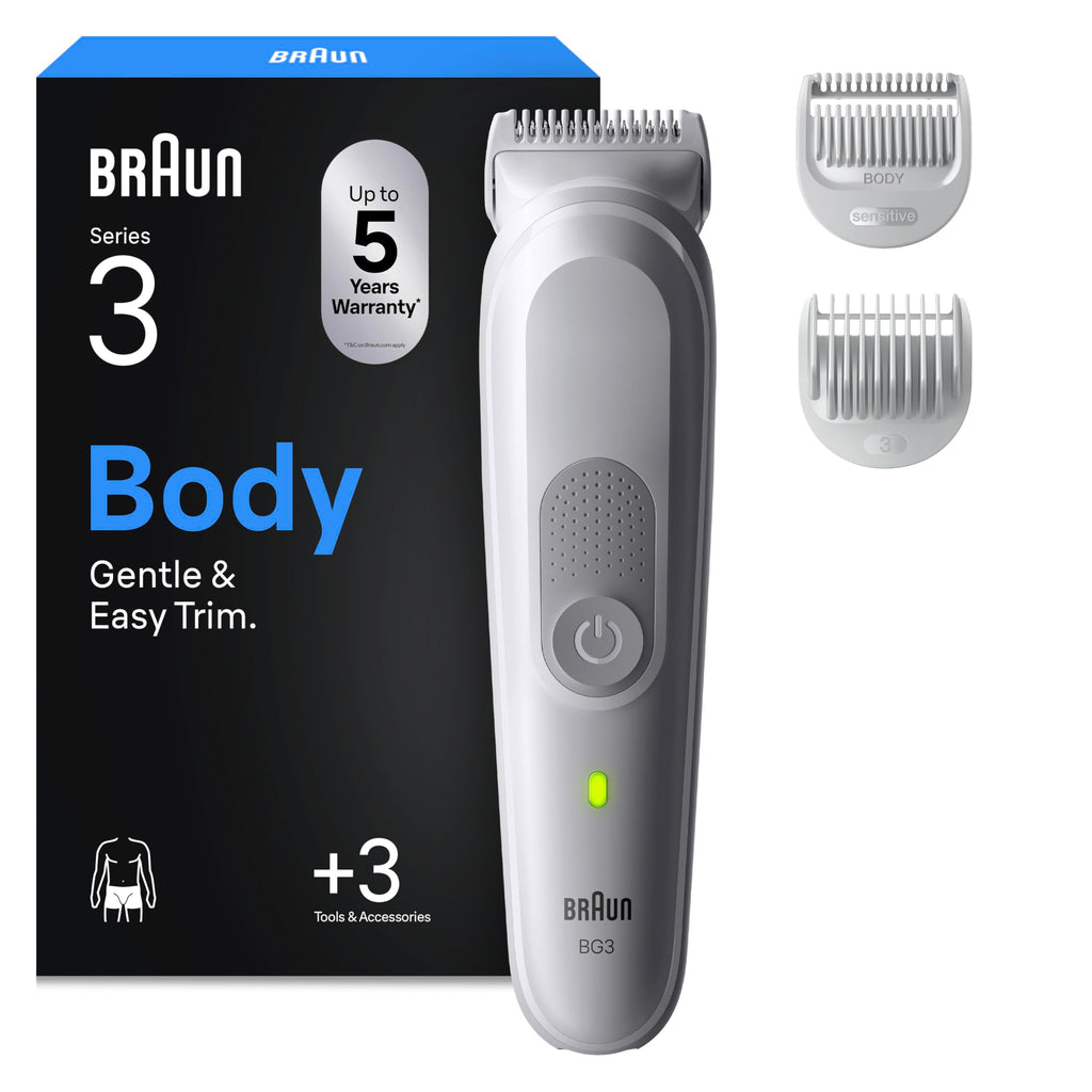 Bodygroomer Series 3, Elektrischer Körperrasierer Herren mit 3 Zubehörteile, BG3530, Grau