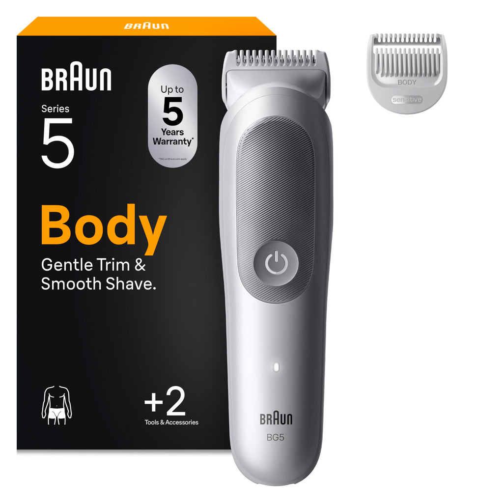 Bodygroomer Series 5, Elektrischer Körperrasierer Herren mit 2 Zubehörteile, BG5500, Grau