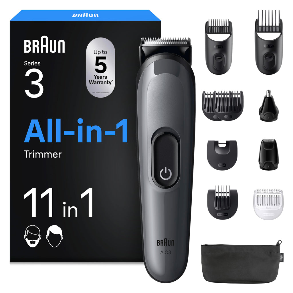 All-in-One Trimmer-Set 3, 11-in-1 Multigroom, Barttrimmer, Nasenhaartrimmer, AIO3565, Grau