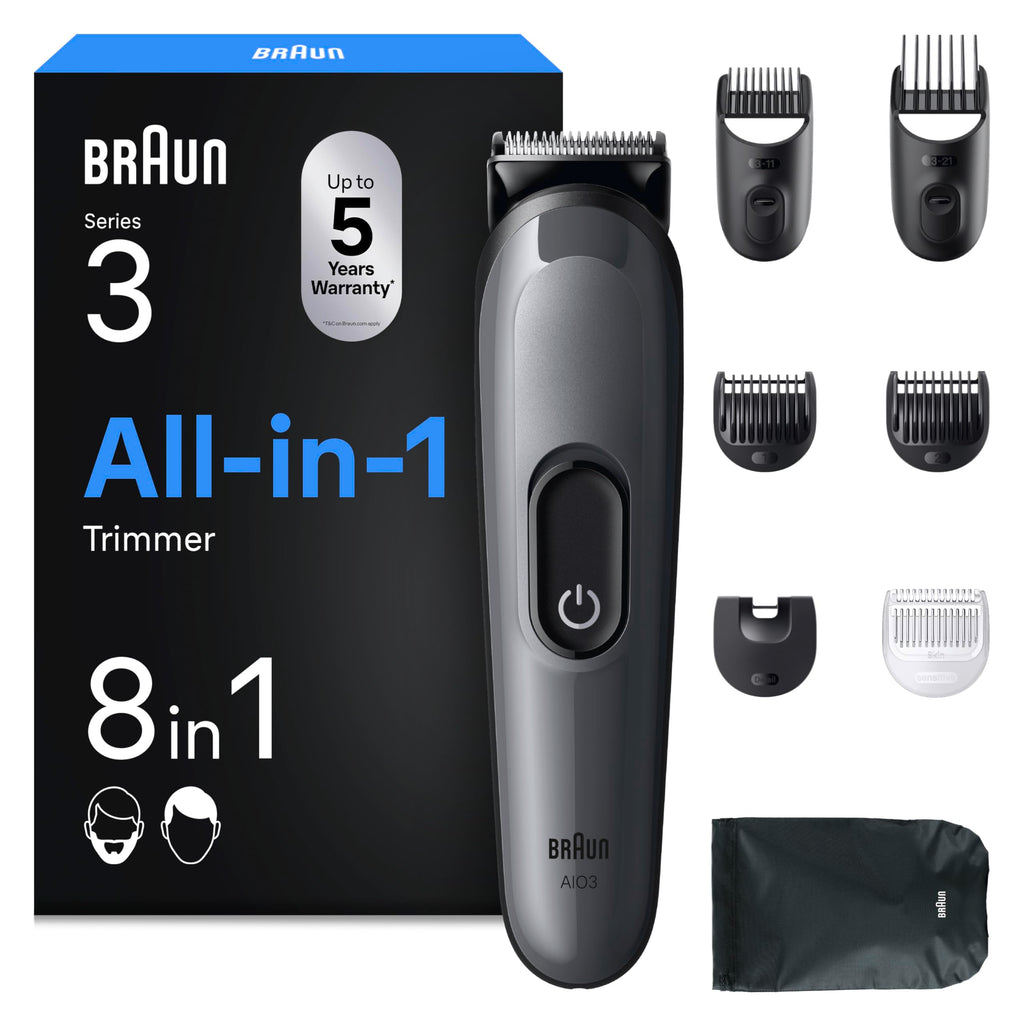 All-in-One Trimmer-Set 3, 8-in-1 Multigroom, Barttrimmer, AIO3540, Grau