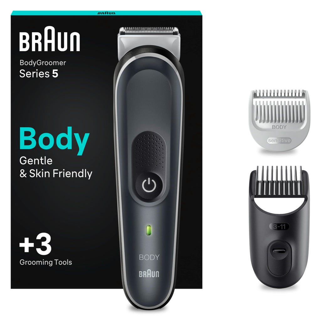 Bodygroomer Series 5, Elektrischer Körperrasierer Herren mit 3 Zubehörteile, BG5350, Grau
