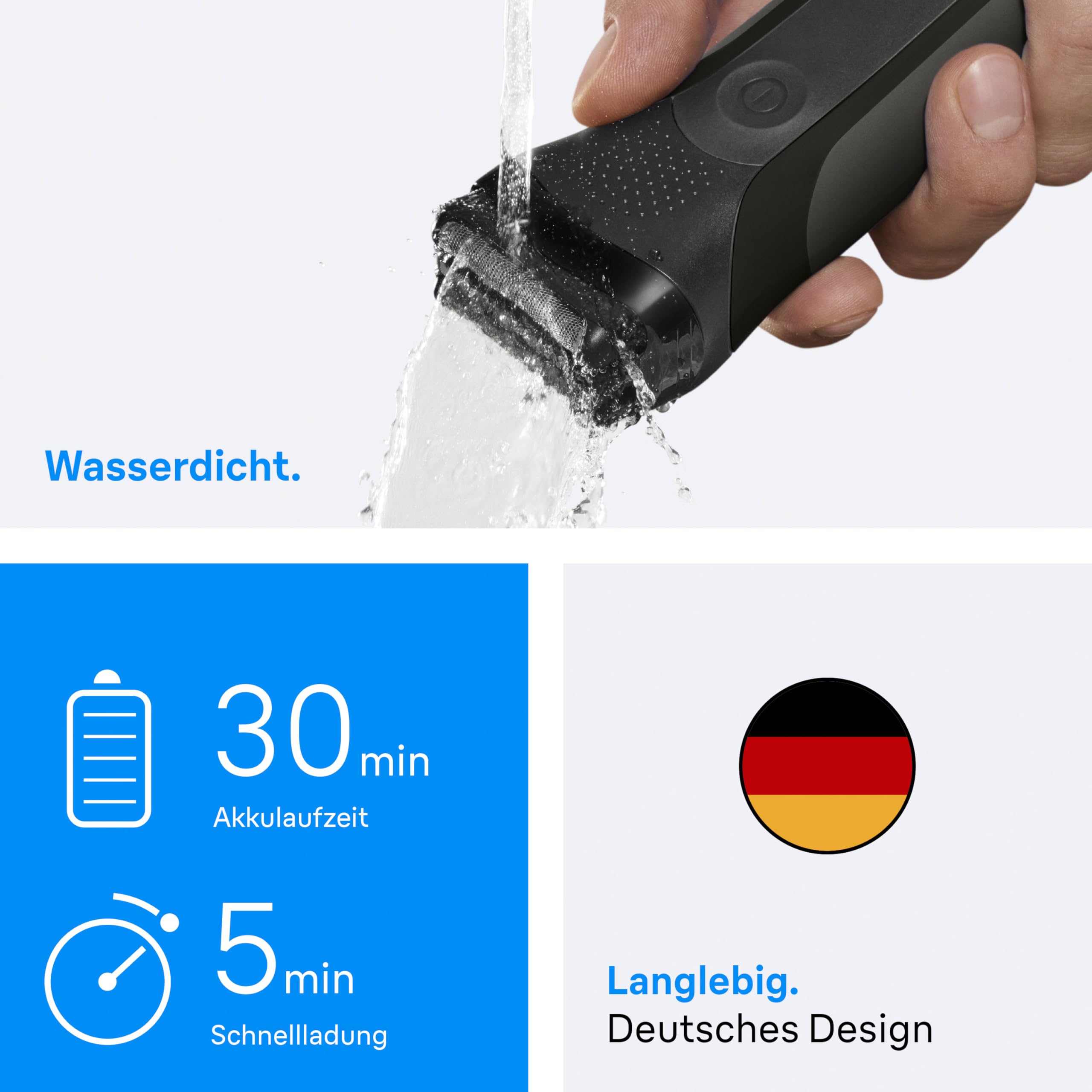 Series 3 Elektrorasierer Herren – Rasierapparat mit 3 Flexiblen Klingen – 300s, Grau