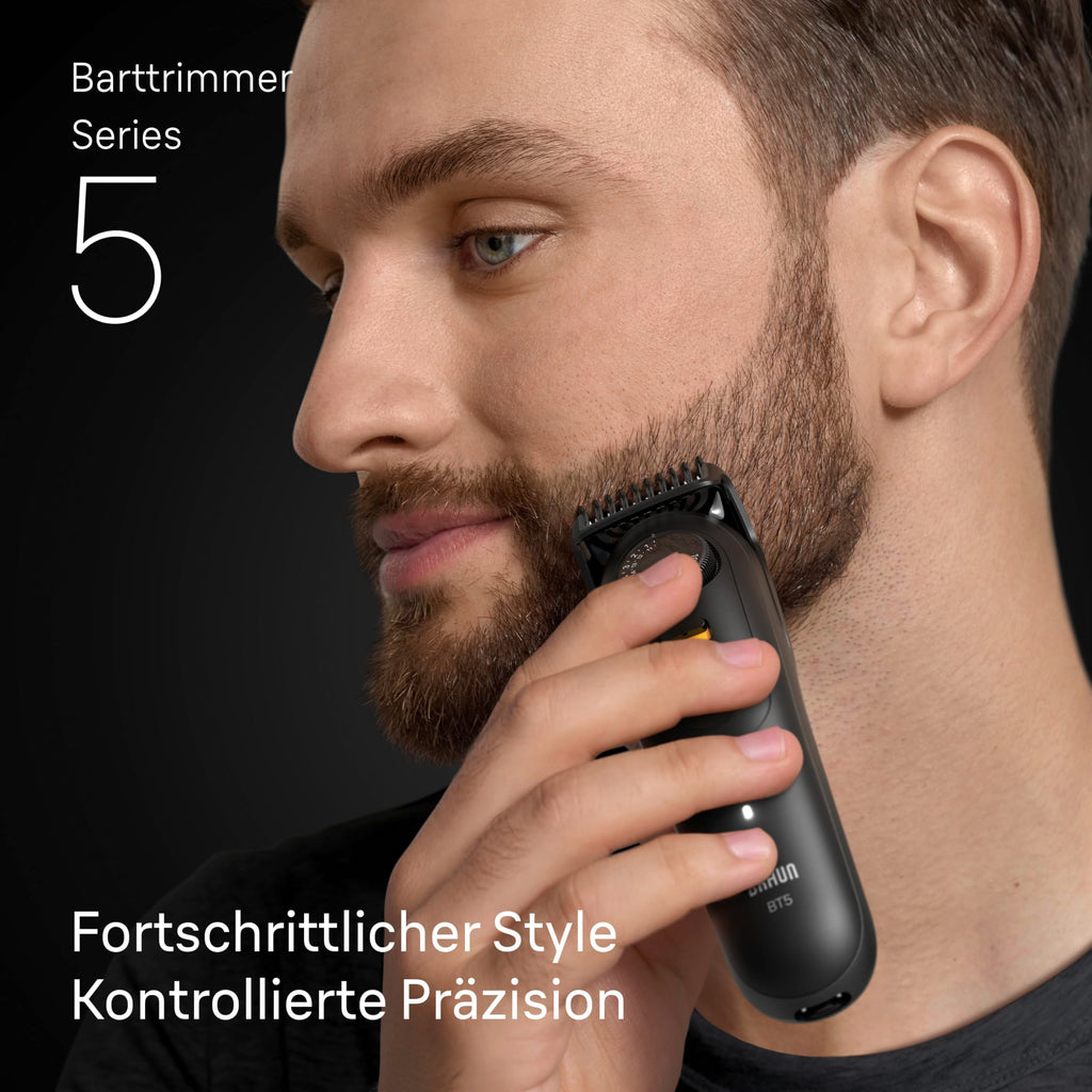 Barttrimmer Series 5, Elektrischer Bartschneider Herren mit 4 Zubehörteile, Ultrascharfe Klinge, BT5520, Schwarz