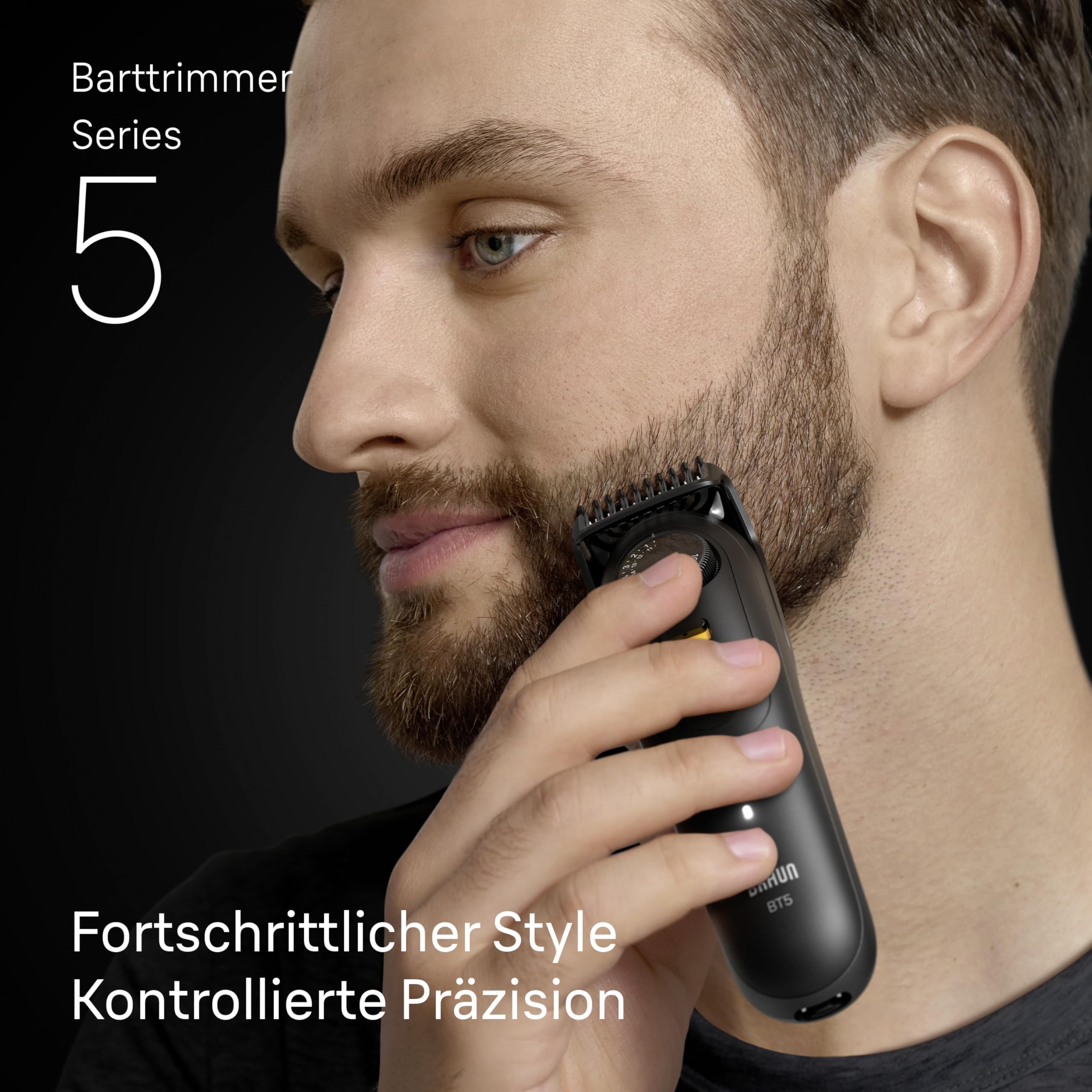 Barttrimmer Series 5, Elektrischer Bartschneider Herren mit 4 Zubehörteile, Ultrascharfe Klinge, BT5520, Schwarz