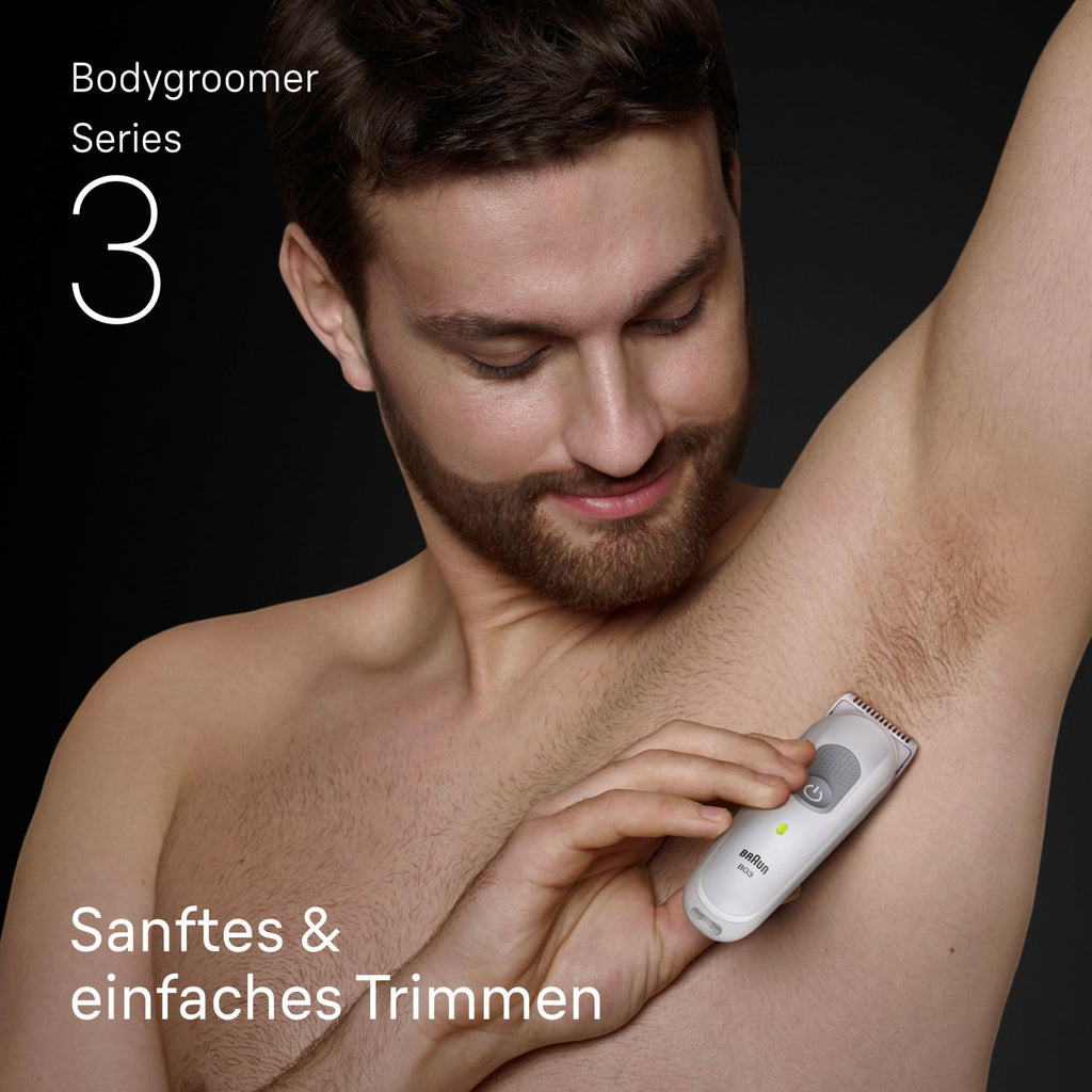 Bodygroomer Series 3, Elektrischer Körperrasierer Herren mit 3 Zubehörteile, BG3530, Grau