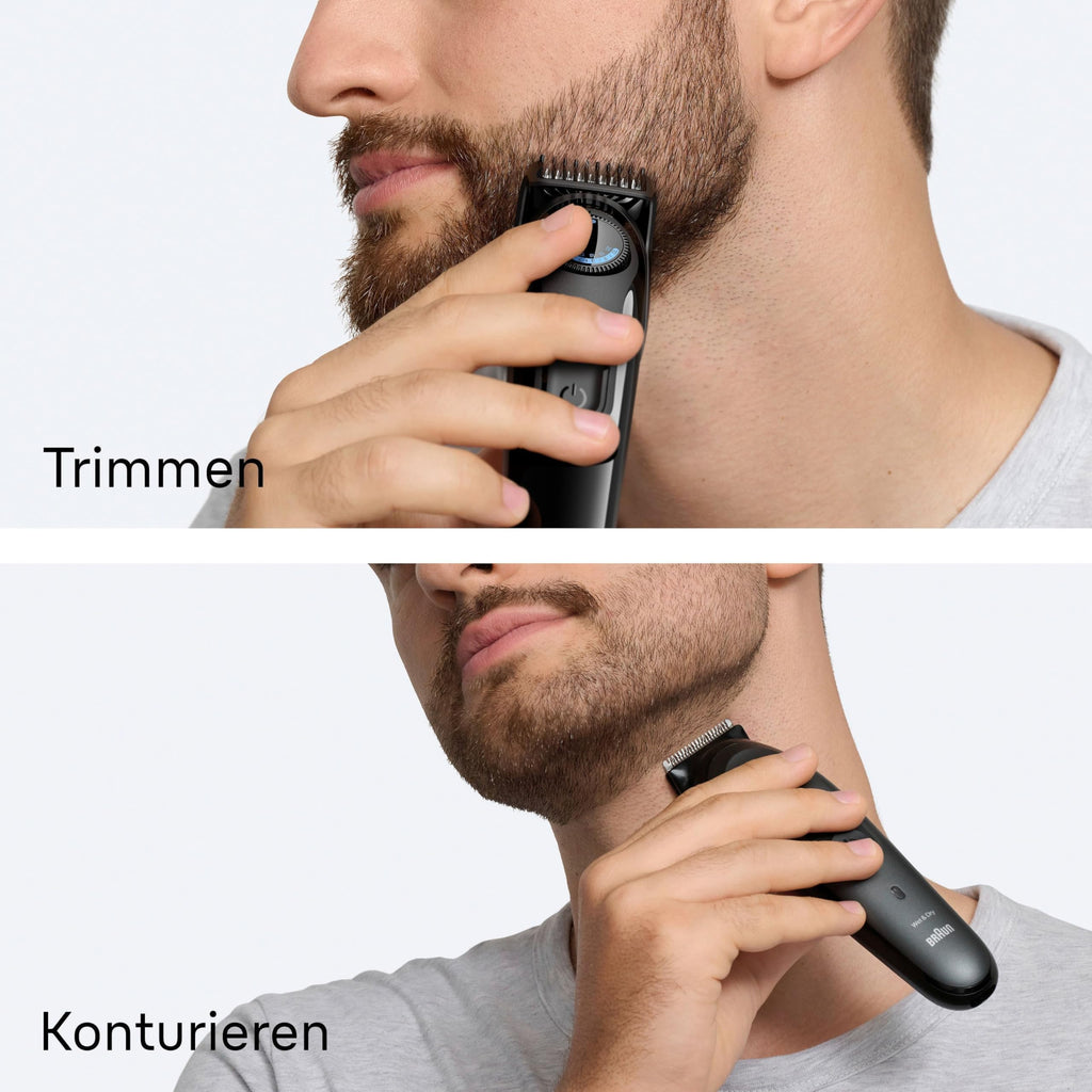 Barttrimmer Series 3, Elektrischer Bartschneider Herren mit 3 Zubehörteile, Ultrascharfe Klinge, BT3520, Schwarz