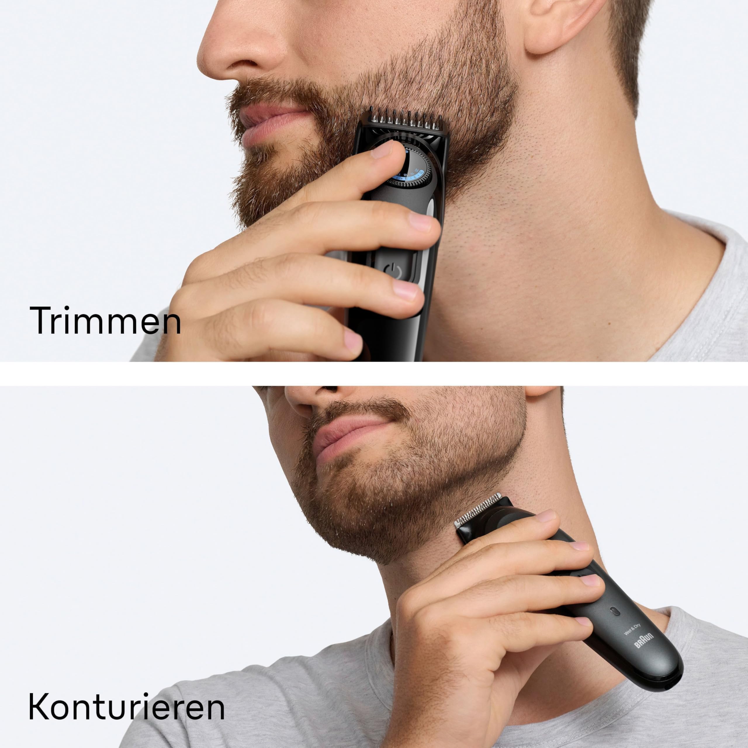 Barttrimmer Series 3, Elektrischer Bartschneider Herren mit 3 Zubehörteile, Ultrascharfe Klinge, BT3520, Schwarz