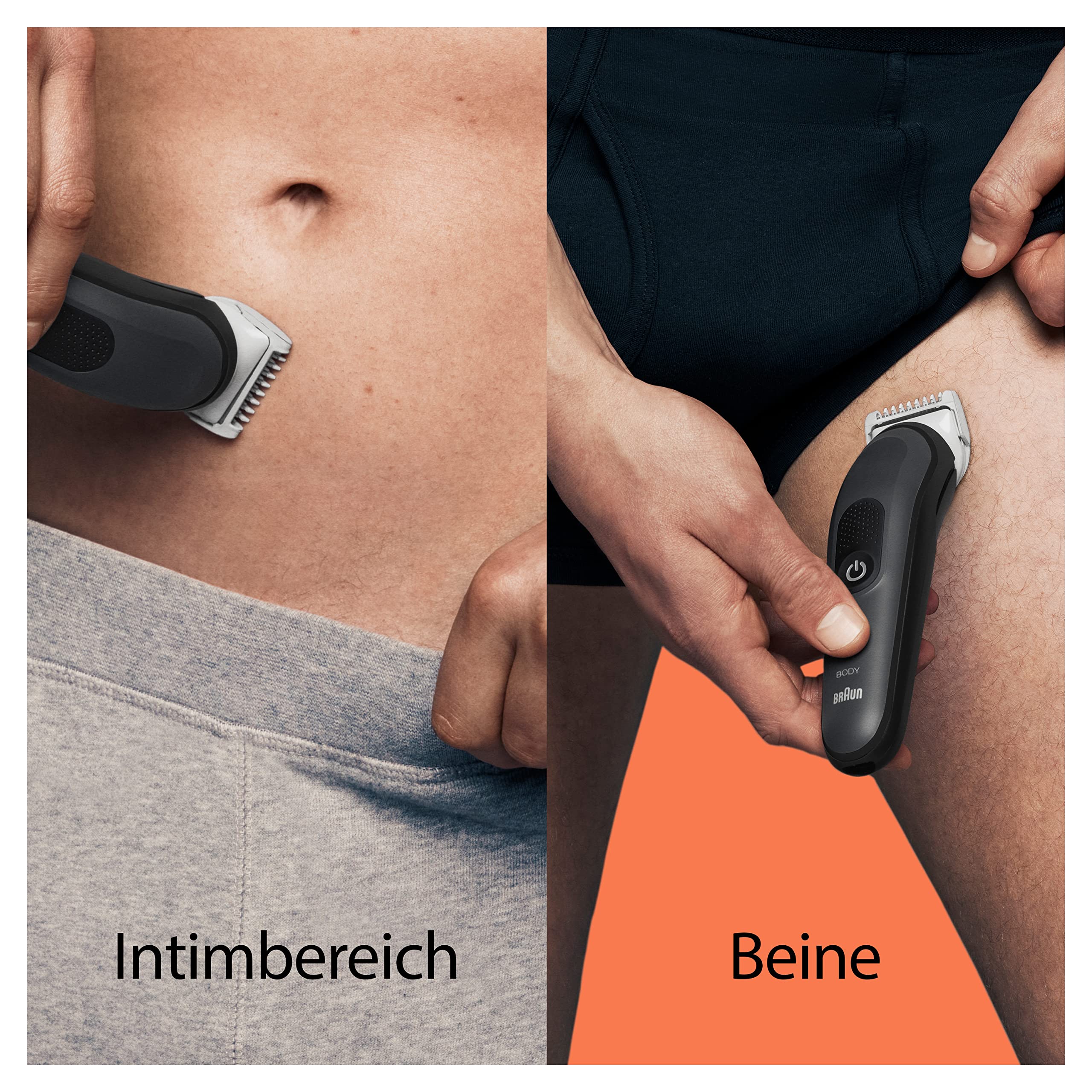 Bodygroomer Series 3, Elektrischer Körperrasierer Herren mit 3 Zubehörteile, BG3340, Schwarz/Grau